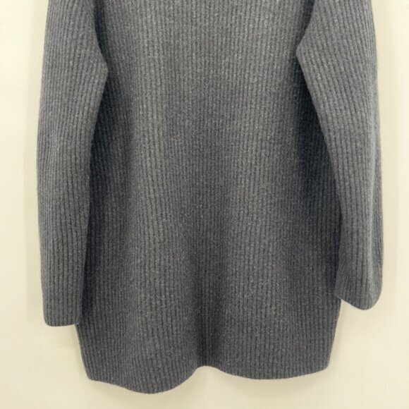 Vince Black Ribbed Wool Cashmere Cardigan Long Line Open Front M - Picture 6 of 8